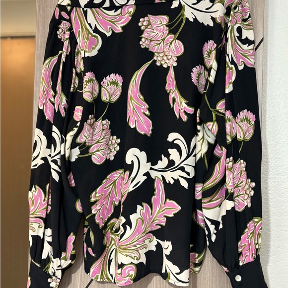 Karen Kane Black and Pink Floral Blouse - Picture 4 of 5
